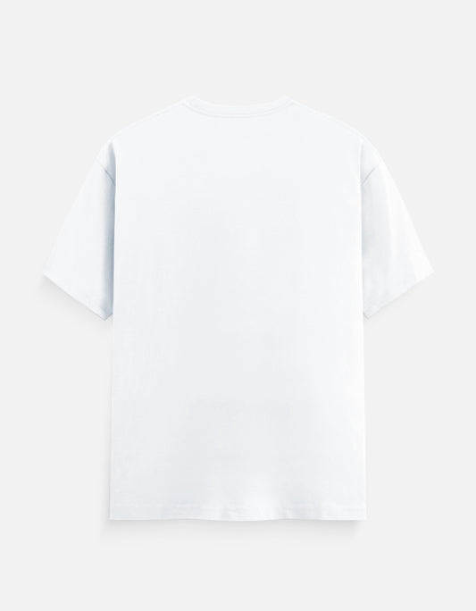 Back view of white men’s regular fit cotton t-shirt – clean solid back design on Unfiltered graphic tee