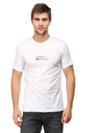 Model wearing white Believe in Your Warrior men’s graphic t-shirt front view – bold motivational print on soft cotton fabric
