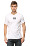 Model wearing white Code of the Streets men’s regular fit t-shirt front view – bold urban street-style graphic on soft cotton fabric