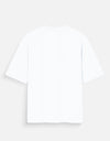 Find The Balance white men’s oversized t-shirt back view showing relaxed fit and clean motivational graphic suitable for modern street style outfits