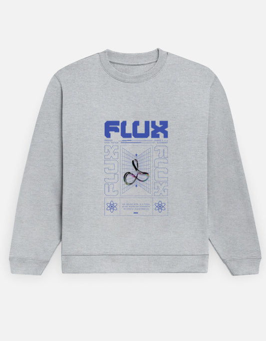 Flux regular men’s grey sweatshirt front view – trendy cotton fleece streetwear sweatshirt India