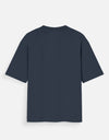 Fuji navy blue oversized t-shirt back view for men featuring relaxed fit and minimal street style layout
