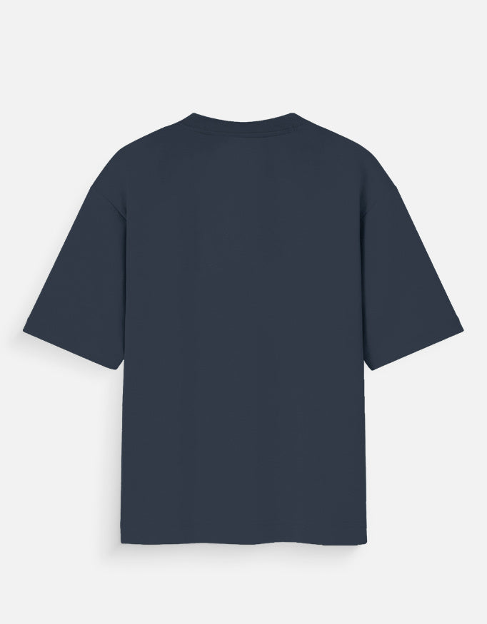 Fuji navy blue oversized t-shirt back view for men featuring relaxed fit and minimal street style layout