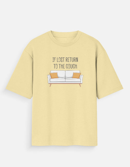 Beige oversized men’s t-shirt product image – Return to the Couch front view